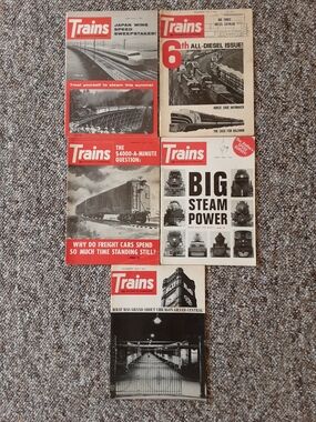 Trains Magazine, 5 Vintage 1960s Issues, Railroad History Stories and Pictures
